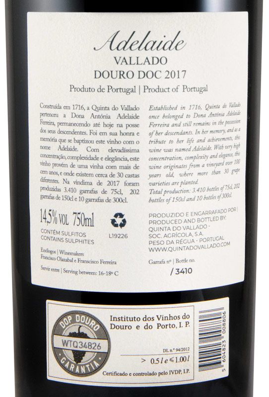 2017 Vallado Adelaide red
