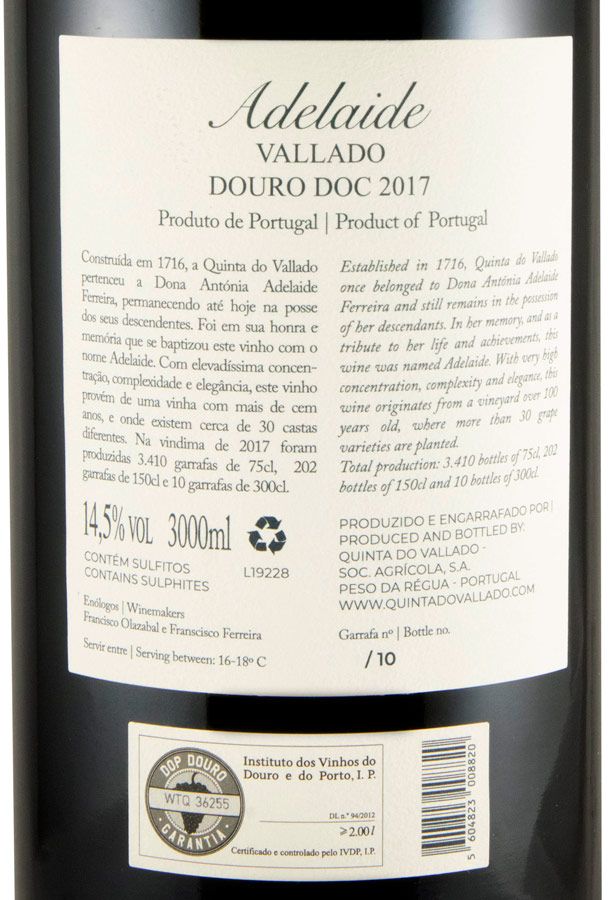 2017 Vallado Adelaide tinto 3L