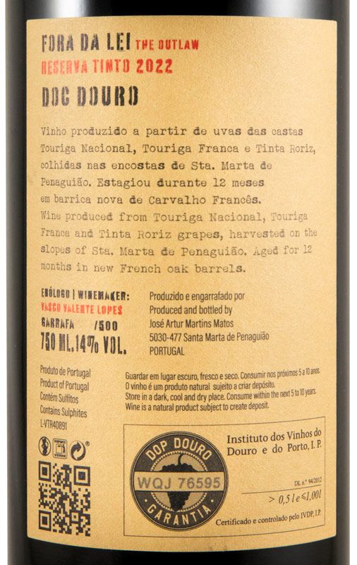 2022 Fora da Lei Reserva tinto