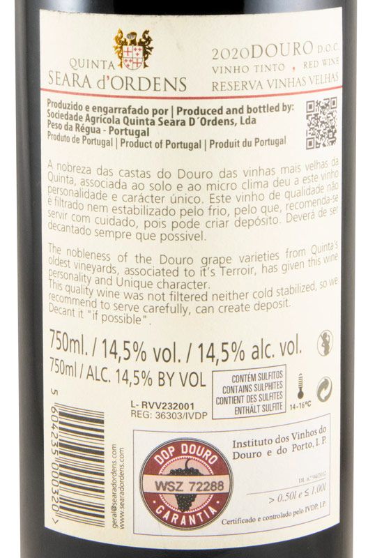 2020 Quinta Seara d'Ordens Vinhas Velhas Reserva tinto