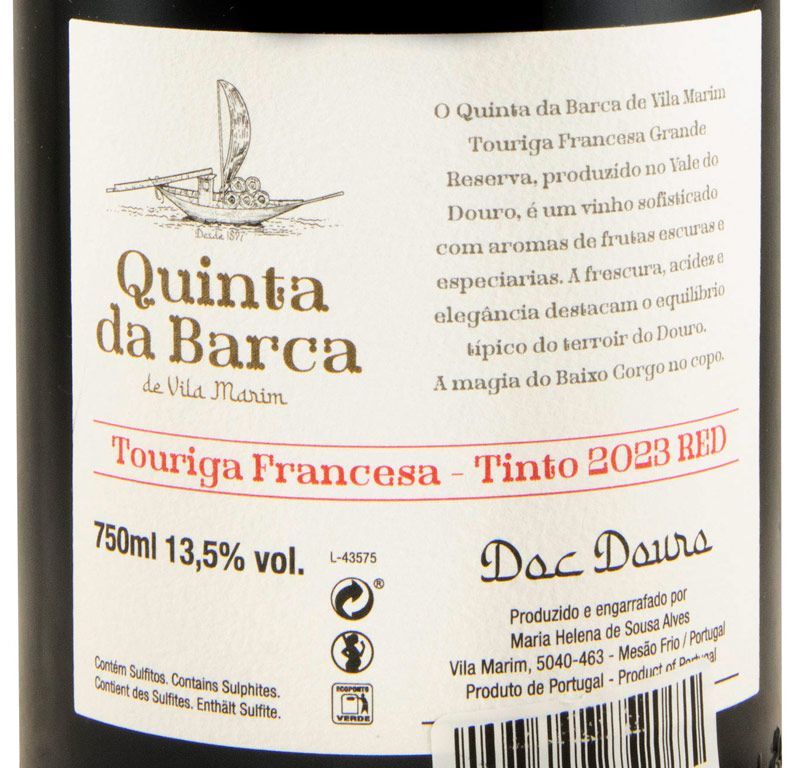 2023 Quinta da Barca Touriga Francesa Grande Reserva tinto