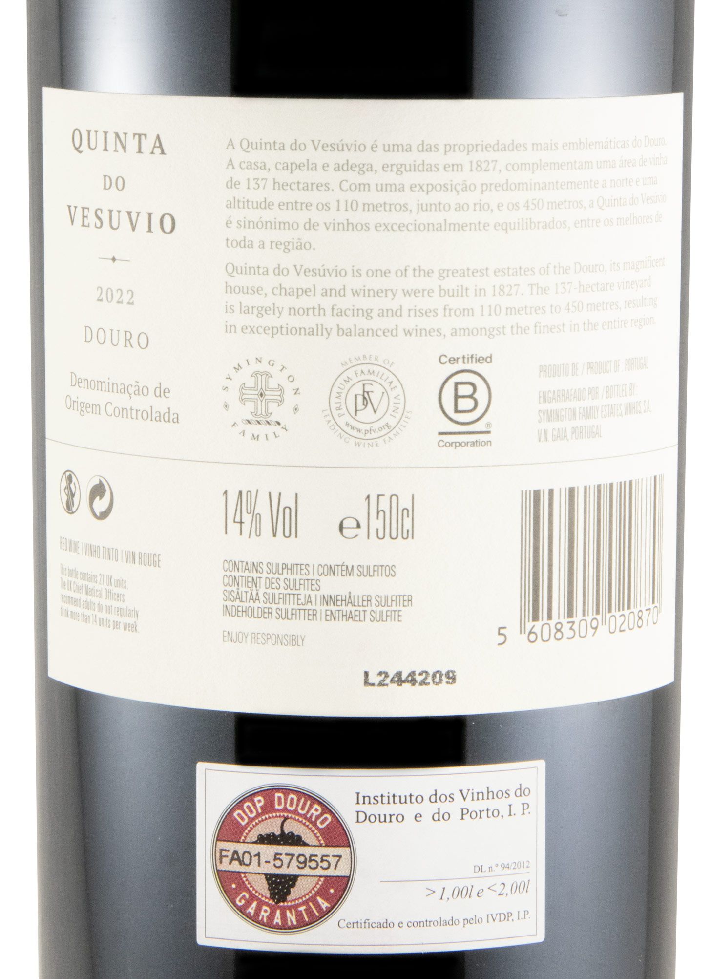 2022 Quinta do Vesuvio red 1.5L