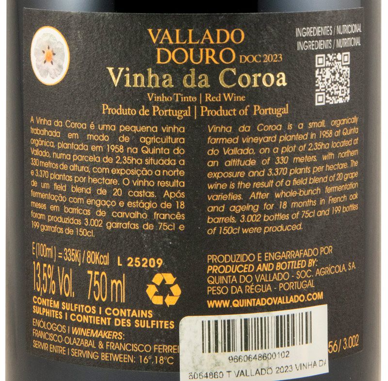 2023 Vallado Vinha da Coroa red