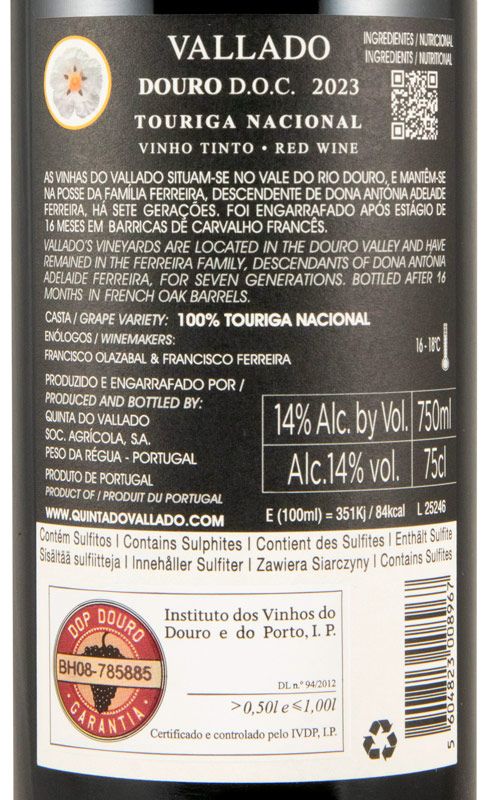 2023 Vallado Touriga Nacional tinto