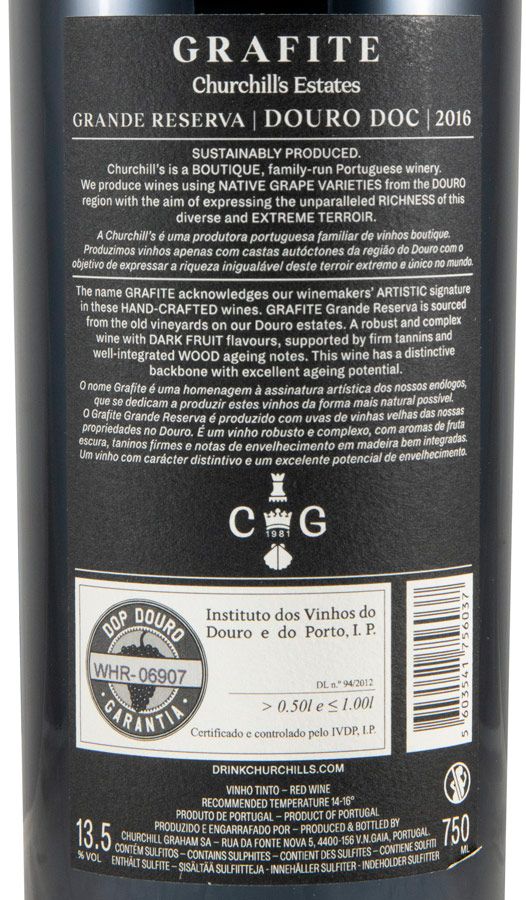 2016 Churchill's Grafite Grande Reserva tinto