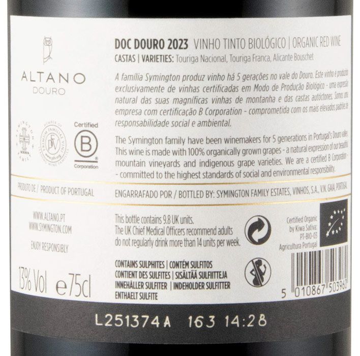 2023 Altano biológico tinto