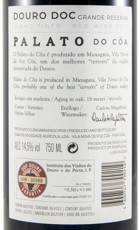 2017 Palato do Côa Grande Reserva tinto