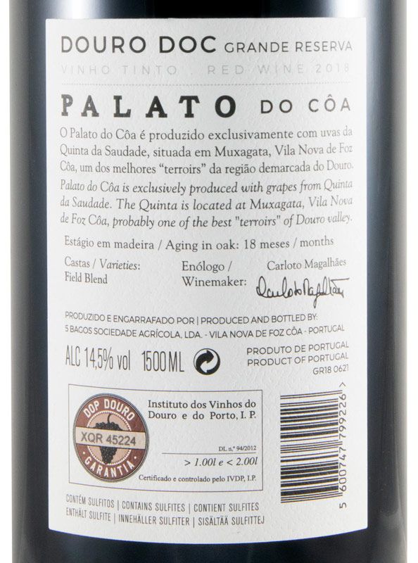 2018 Palato do Côa Grande Reserva tinto 1,5L