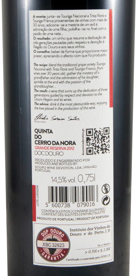 2012 Quinta do Cerro da Nora Grande Reserva tinto