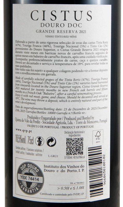 2021 Cistus Grande Reserva tinto