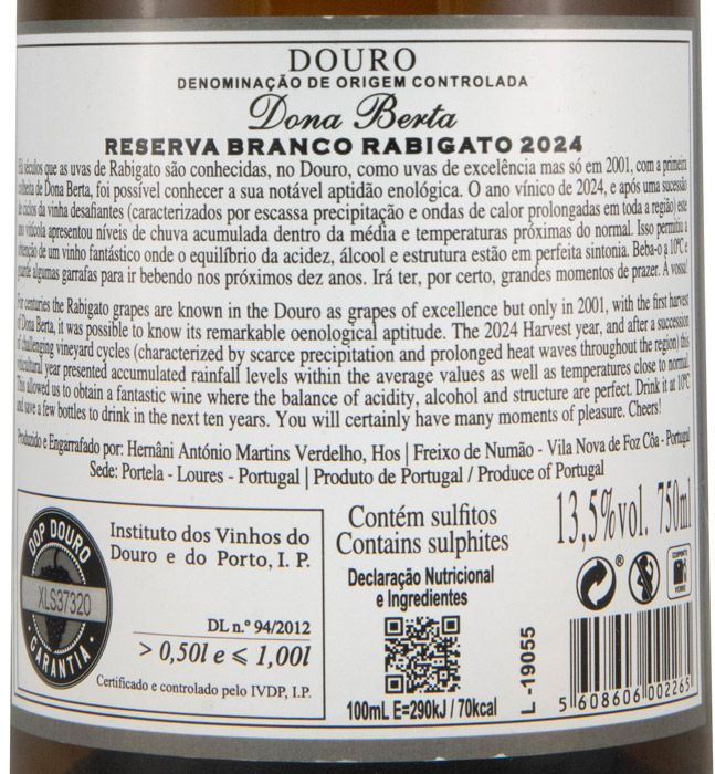 2024 Dona Berta Rabigato Reserva white