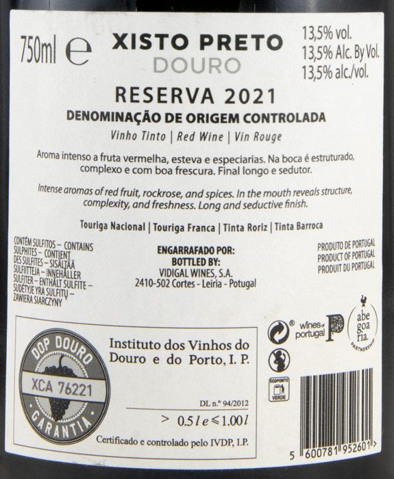 2021 Xisto Preto Reserva red