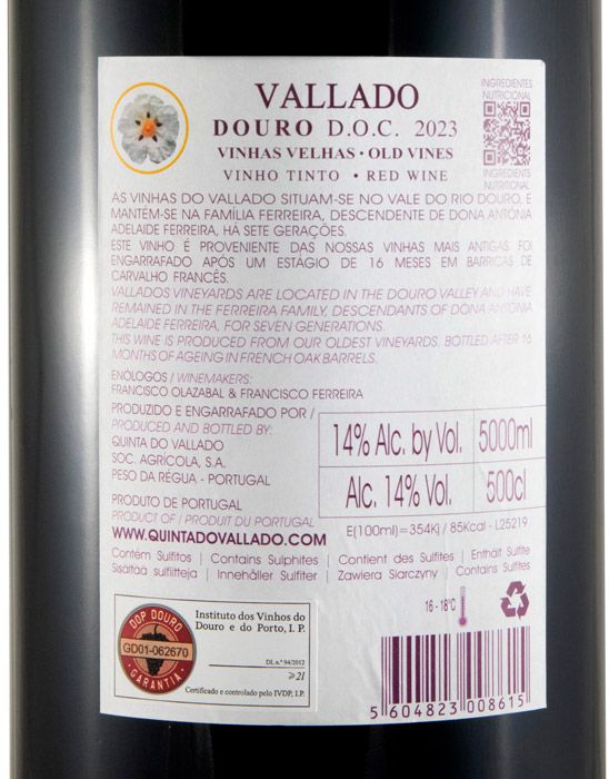 2023 Vallado Vinhas Velhas Reserva red 5L