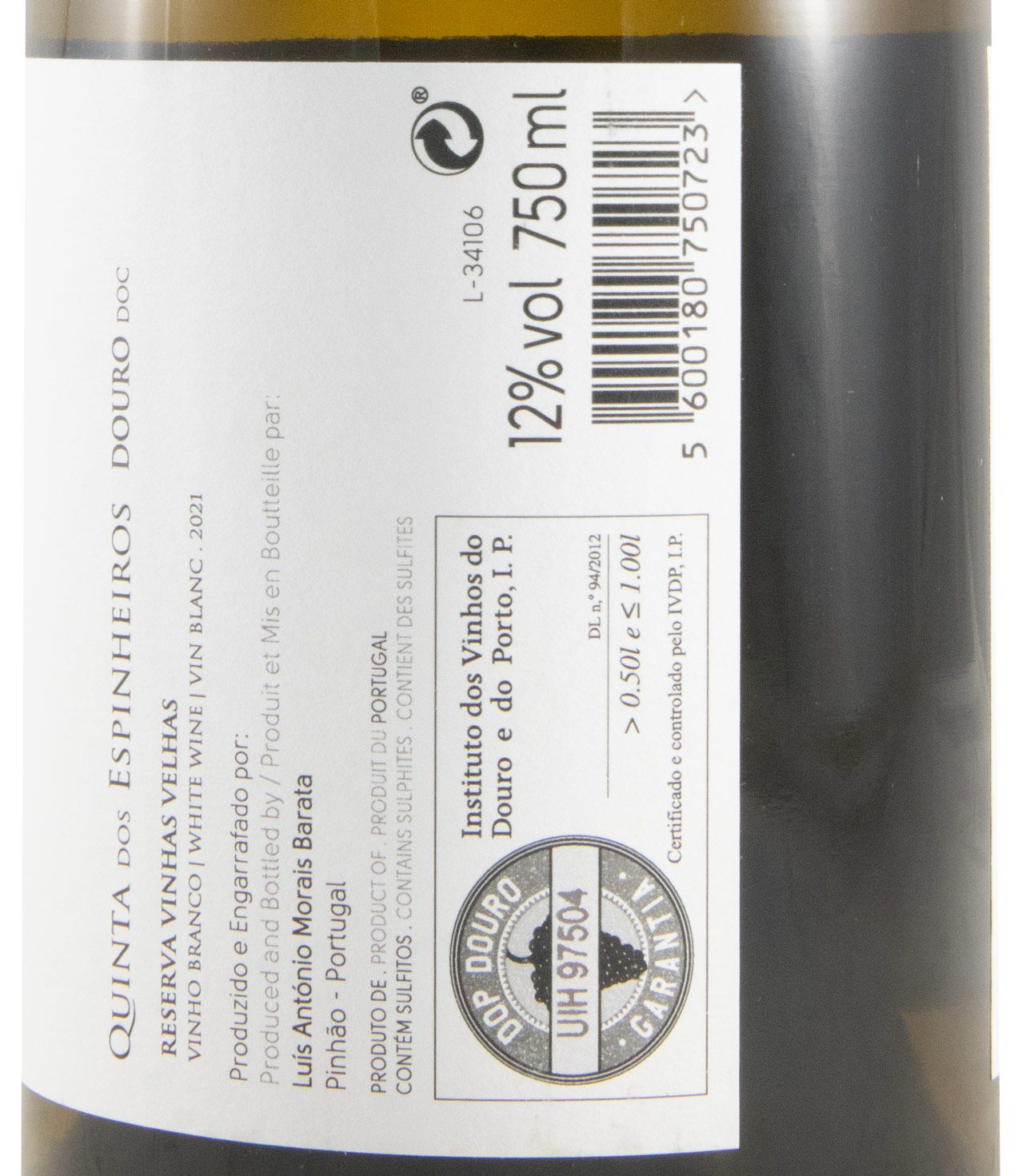 2021 Quinta dos Espinheiros Vinhas Velhas Reserva white