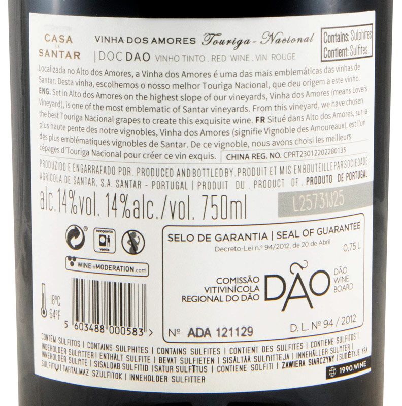 2020 Casa de Santar Vinha dos Amores Touriga Nacional tinto
