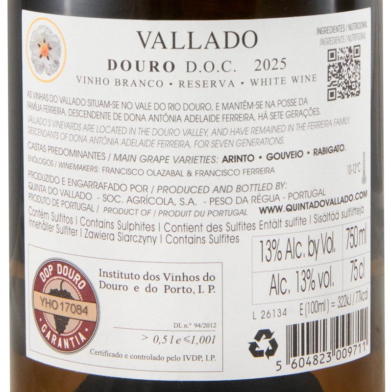 2025 Vallado Reserva white