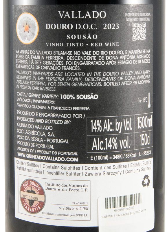 2023 Vallado Sousão tinto 1,5L