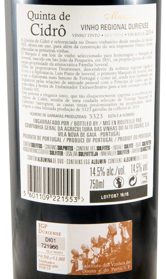 2014 Quinta de Cidrô Marquis red