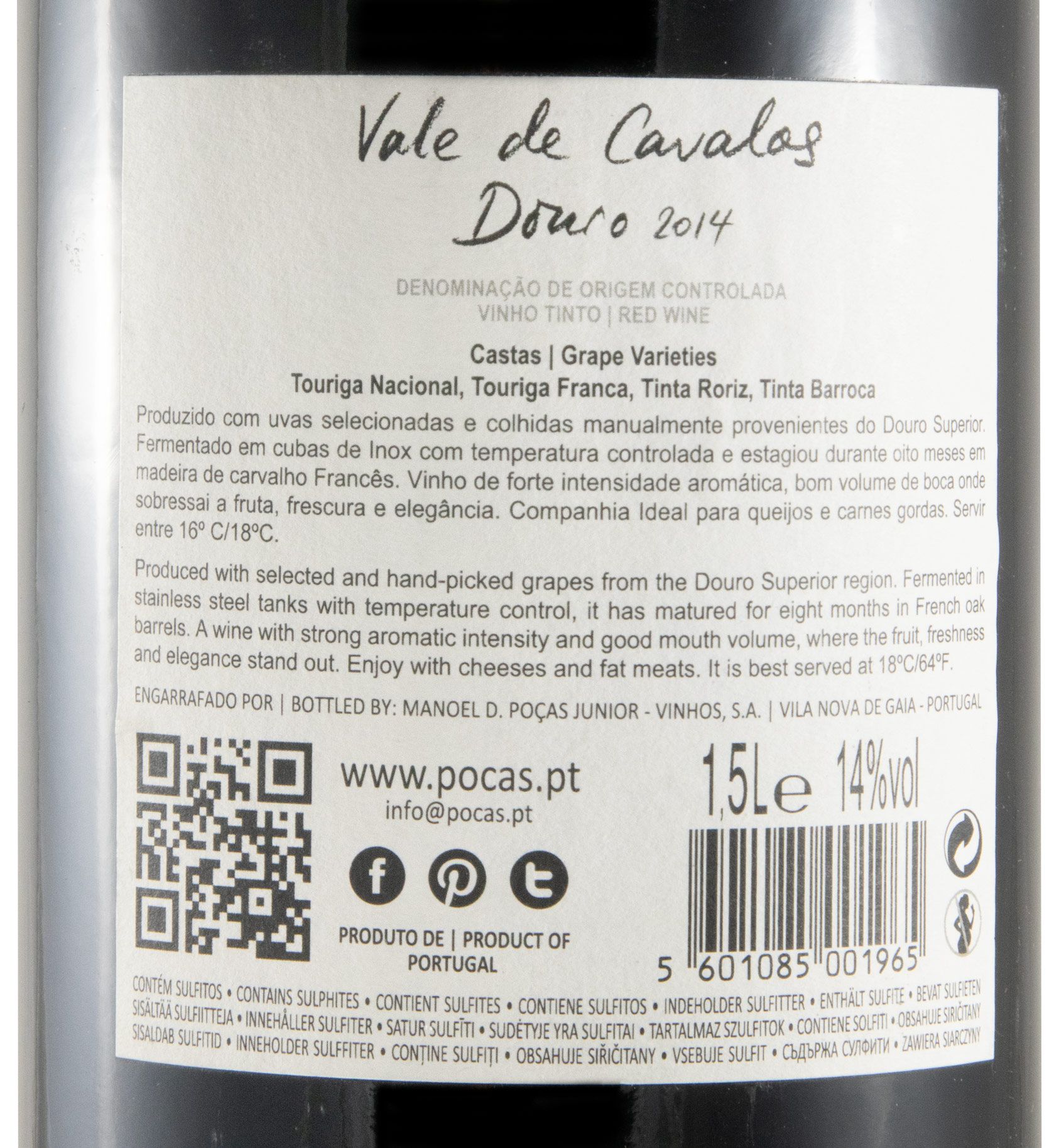 2014 Poças Vale de Cavalos tinto (sem caixa) 1,5L