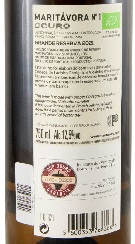 2021 Maritávora N.º 1 Grande Reserva biológico branco