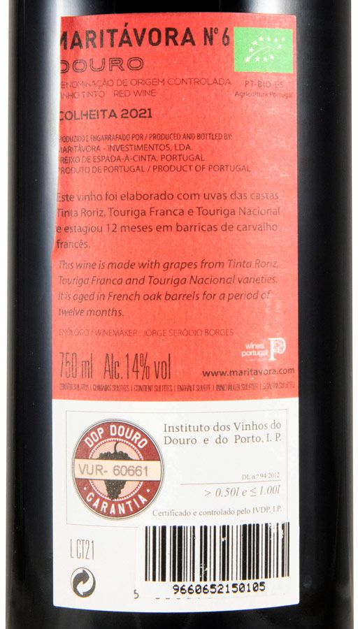 2021 Maritávora N.º 6 Colheita biológico tinto