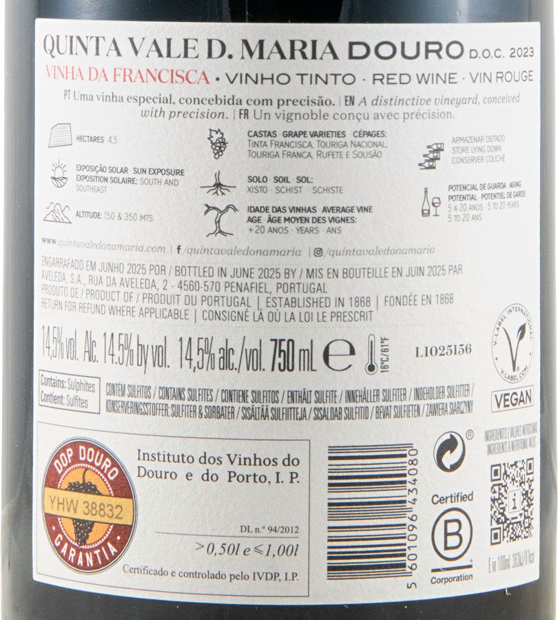2023 Quinta Vale D. Maria Vinha da Francisca tinto