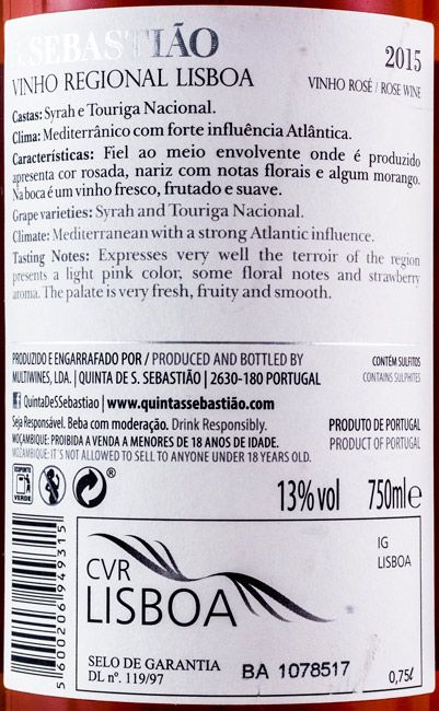 2015 Quinta São Sebastiao rosé