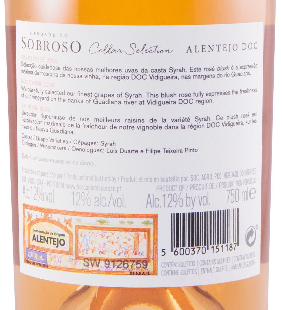 2020 Herdade do Sobroso Cellar Selection rosé