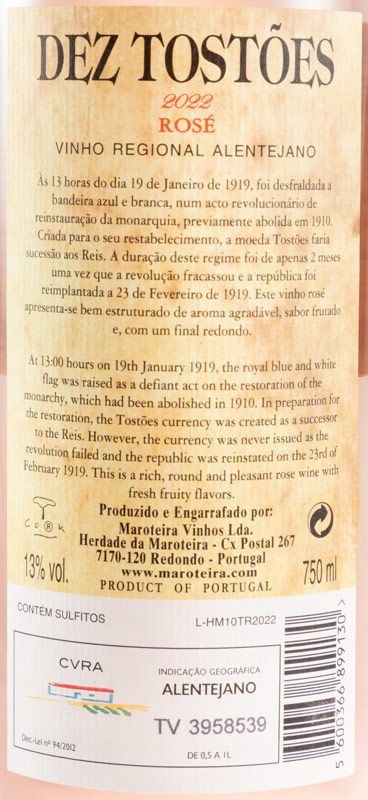 2022 Herdade da Maroteira Dez Tostões rosé