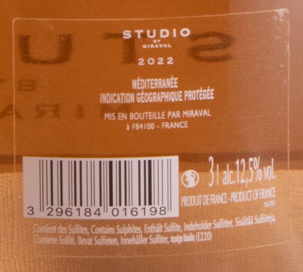 2022 Studio by Miraval Côtes de Provence rosé 3L