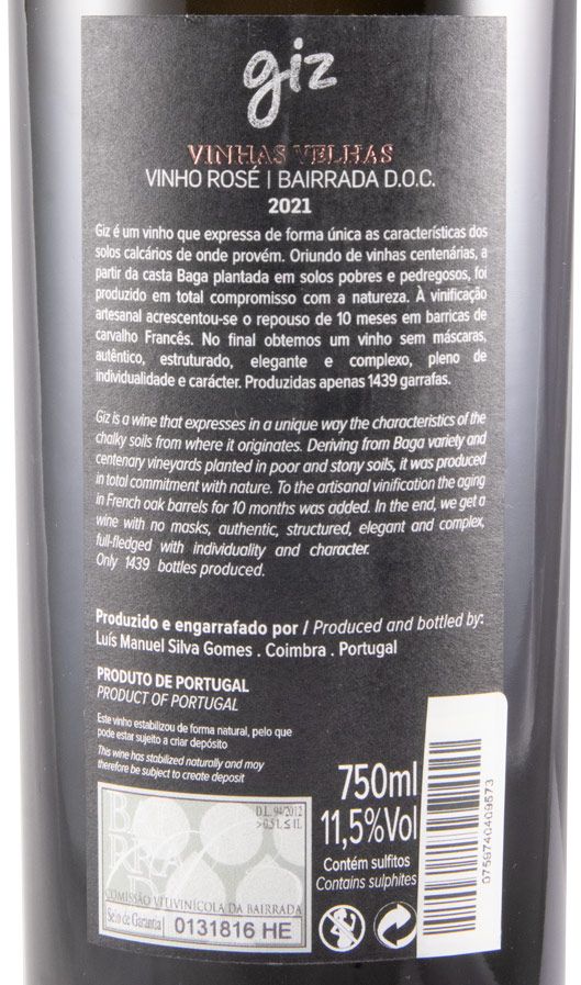 2021 Giz by Luís Gomes Vinhas Velhas rosé