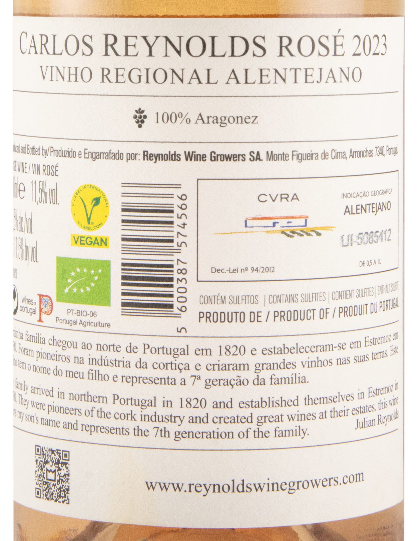 2023 Carlos Reynolds biológico rosé