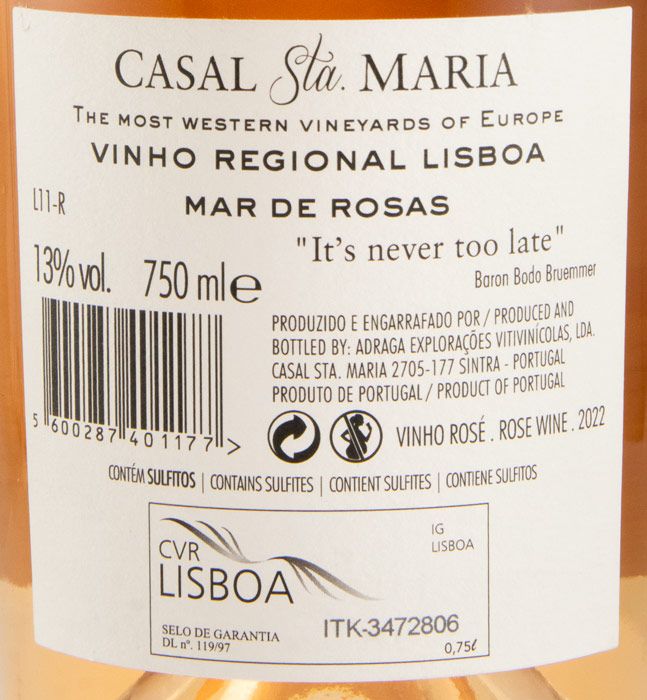 2022 Casal Sta. Maria Mar de Rosas rosé