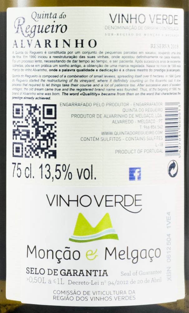 2018 Quinta do Regueiro Alvarinho Reserva white