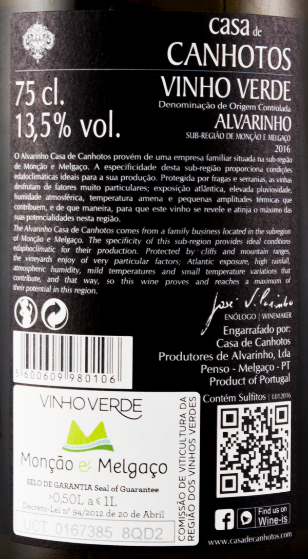 2016 Casa de Canhotos Alvarinho branco