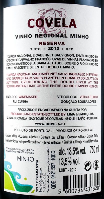 2012 Covela Reserva red