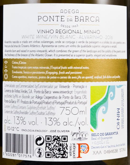 2016 Ponte da Barca Alvarinho Reserva white