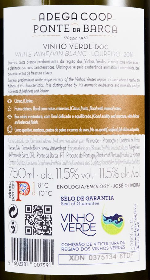 2016 Ponte da Barca Loureiro Grande Reserva white