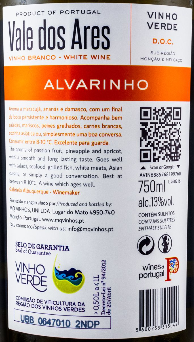 2015 Vale dos Ares Alvarinho branco