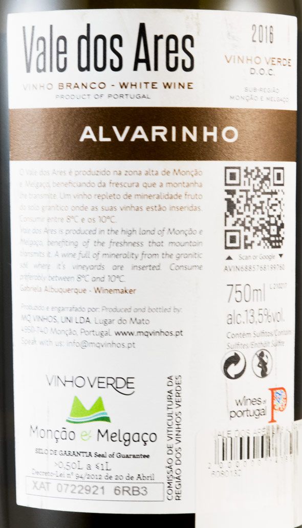 2016 Vale dos Ares Alvarinho branco