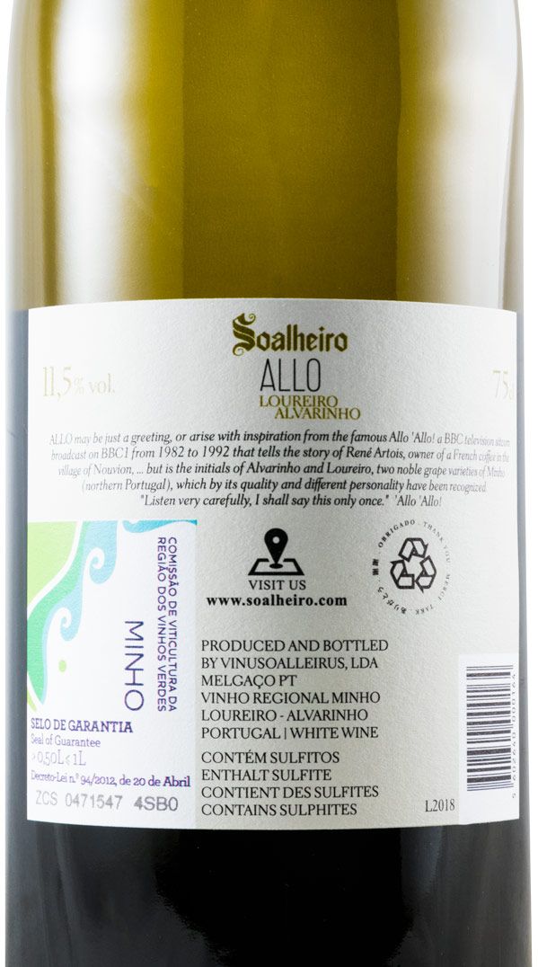2018 Soalheiro Allo Loureiro Alvarinho white