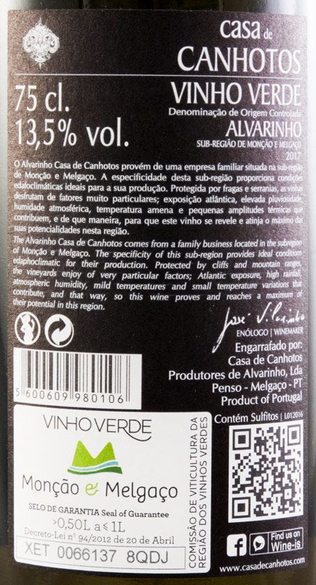 2017 Casa de Canhotos Alvarinho branco