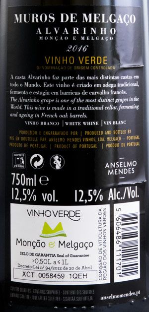 2016 Muros de Melgaço Alvarinho white