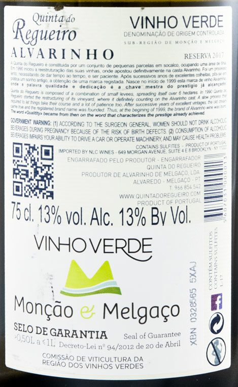 2017 Quinta do Regueiro Reserva Alvarinho white