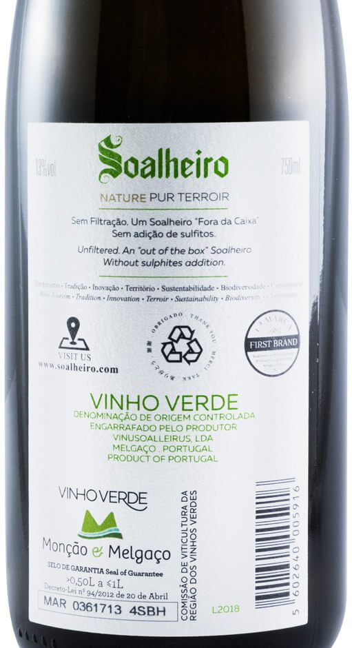 2018 Soalheiro Alvarinho Nature Pur Terroir branco