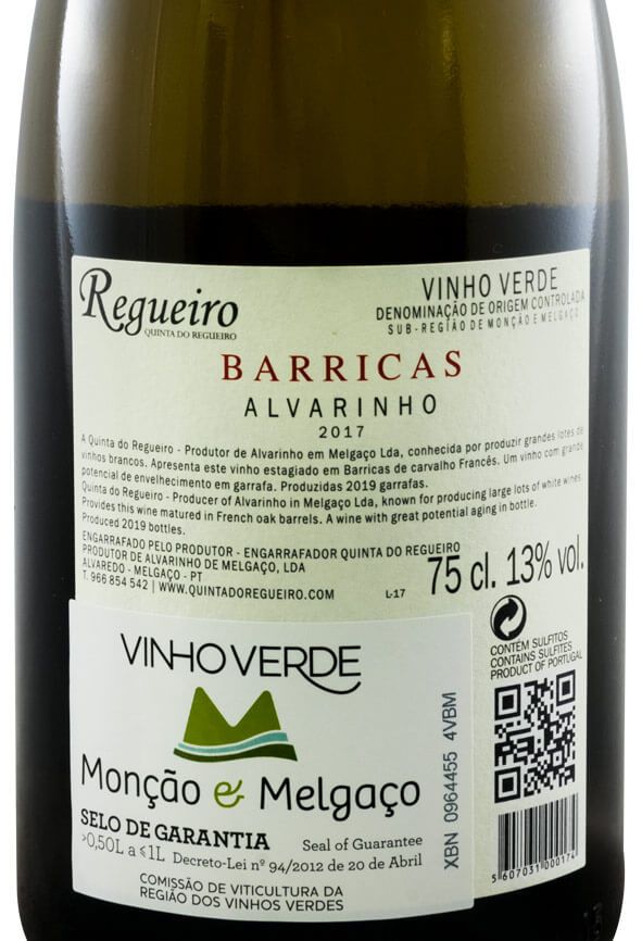 2017 Quinta do Regueiro Barricas Alvarinho branco