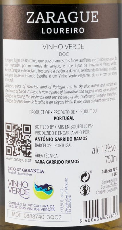 2017 Zarague Loureiro Grande Escolha branco
