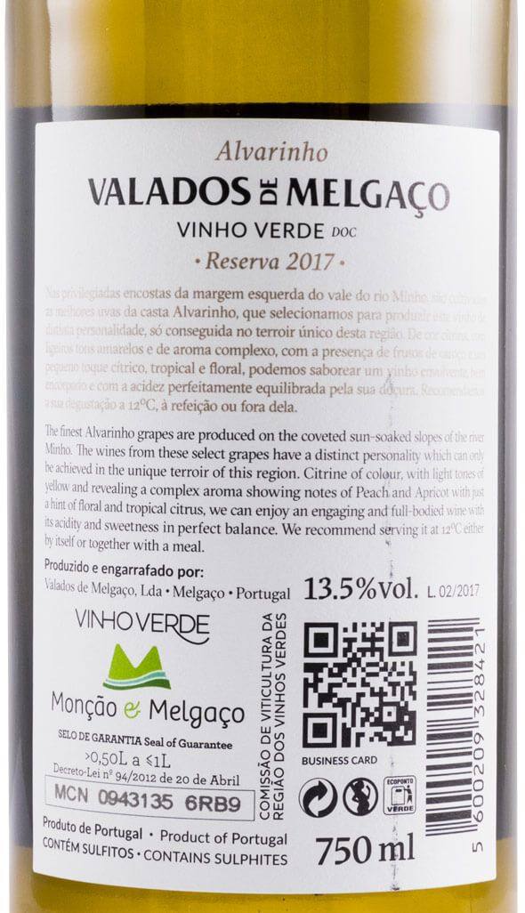 2017 Valados de Melgaço Alvarinho Reserva white