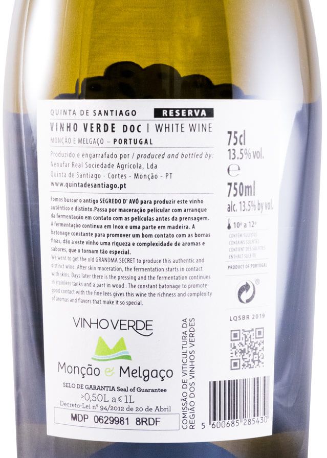 2018 Quinta de Santiago Reserva Alvarinho branco