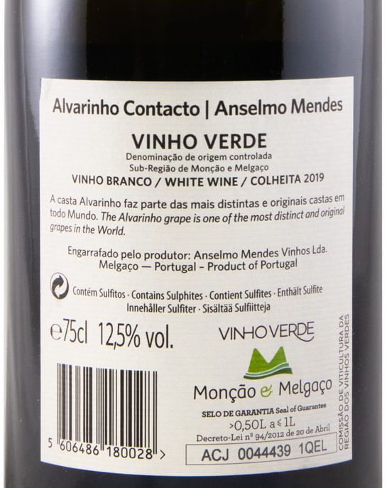 2019 Anselmo Mendes Alvarinho Contacto branco
